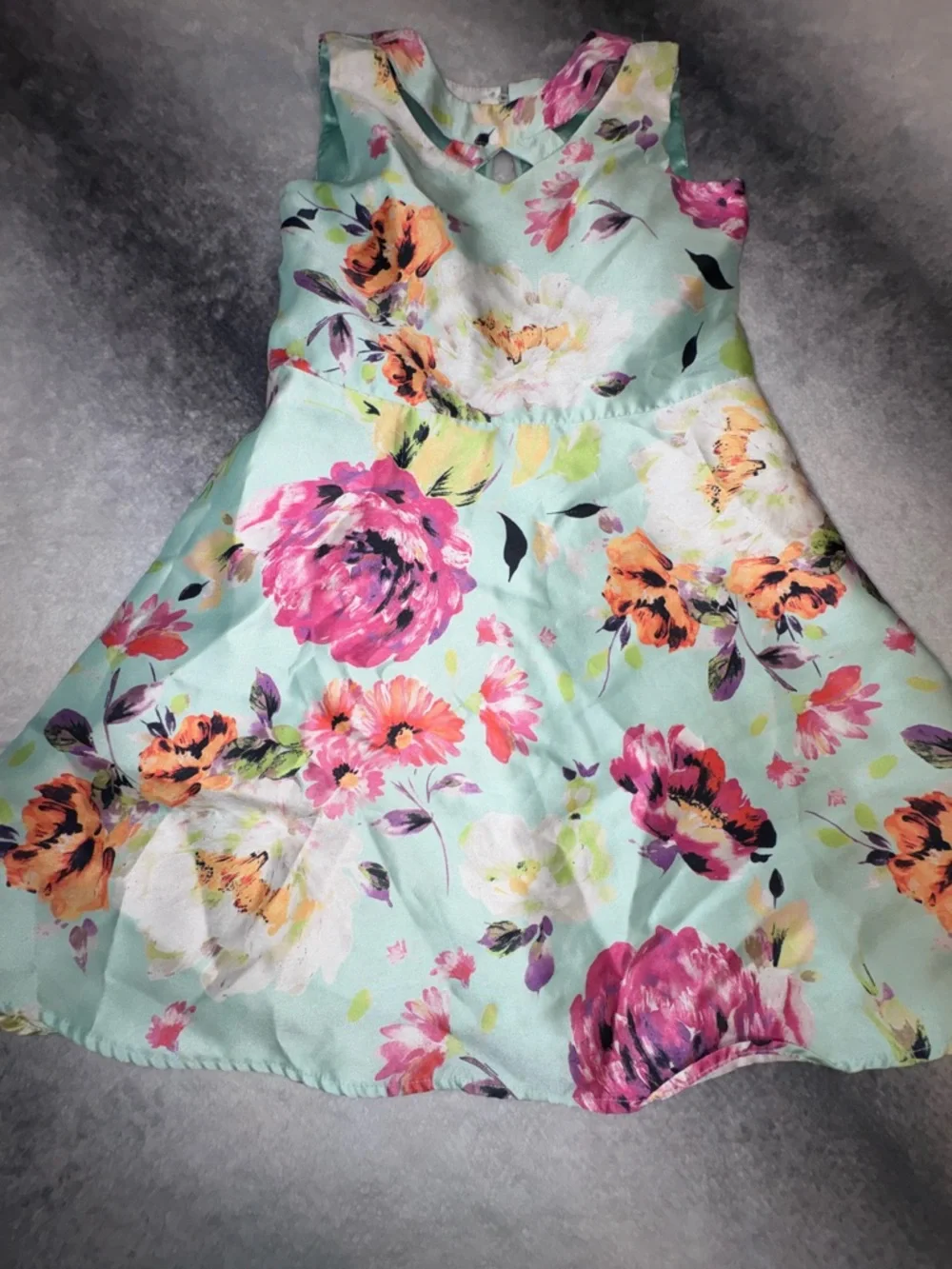 (A1) The Children's Place Girls‎ Sleeveless Floral Cut-Out Dress Mint Green 6X/7